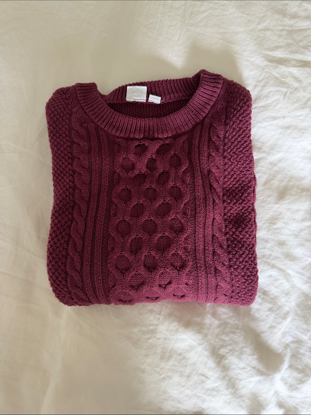 GAP Cable Knit Crewneck Sweater - Berry